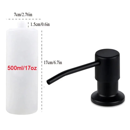 Stainless Steel Press Head Soap Dispenser for Kitchen Sink Soap Dispenser Extension Tube kit Under Sink Soap Dispenser Pump