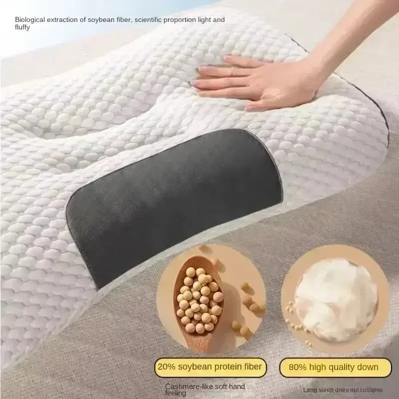 High Quality Washable Knitted Massage Pillow, Hypoallergenic Non-Collapse Neck Support Pillow for Better Sleep & Household Use