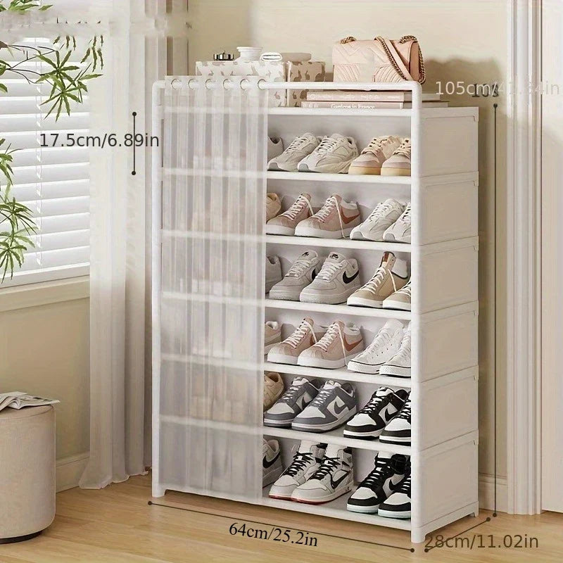 Dustproof Foldable Shoe Display Rack with Non-Slip Base, Easy to Clean, Multi-Layer Storage Shelf for Shoes and Accessories