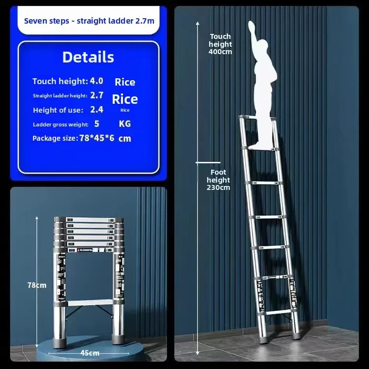 Stainless steel telescopic ladder Multifunctional  herringbone ladder Portable folding ladder Bamboo ladder Lifting ladder