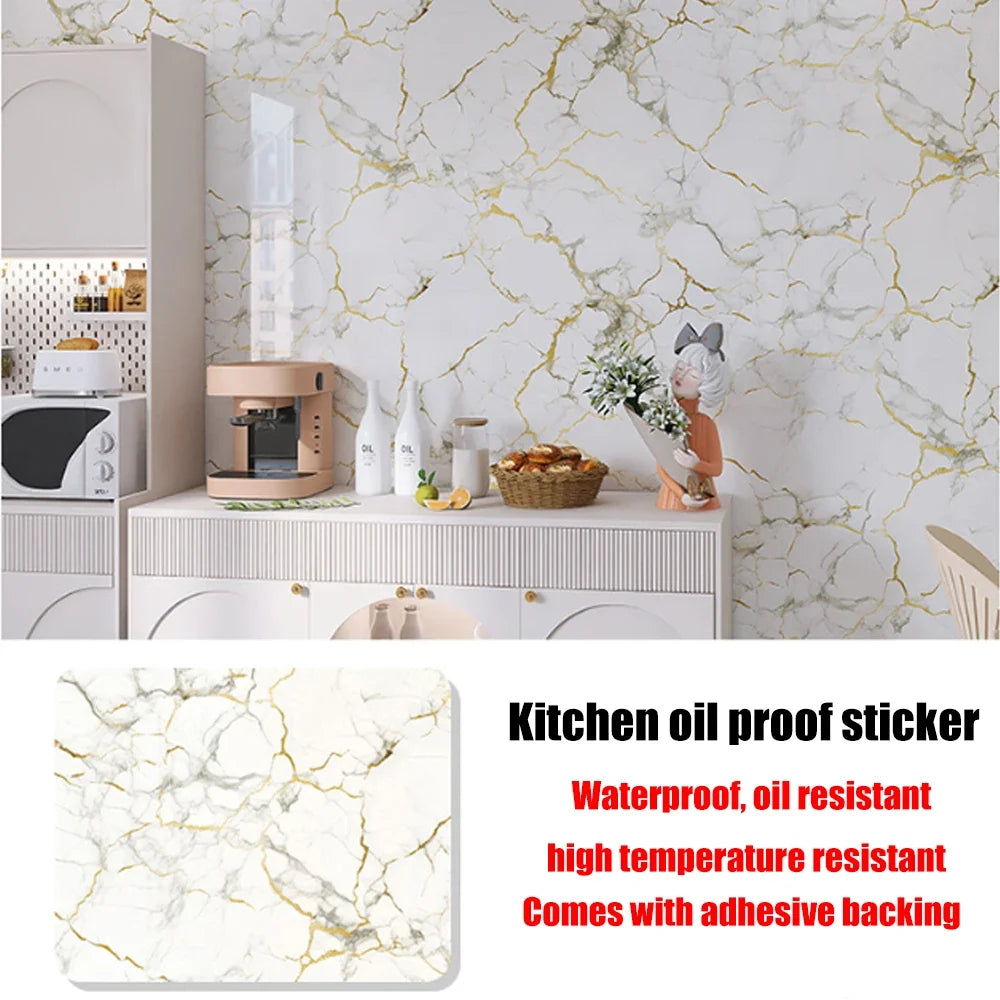 40cm New Kitchen Oil-proof Wall Stickers Self-adhesive Stain-resistant High Temperature Kitchen Countertop Protective Wallpaper