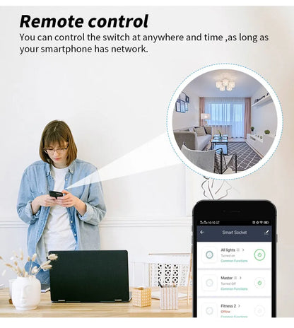 Tuya 20A EU Smart Socket WiFi BLE Smart Plug With Power Monitoring Timing Function Voice Control Alexa Google Assistant
