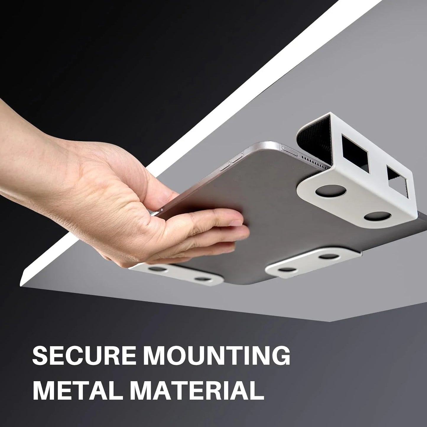 Under Desk Laptop Storage Mount Metal Thickness 1.37" for MacBook,Laptop,Mini,Keyboard,Router,with Anti-Scratch Silicone