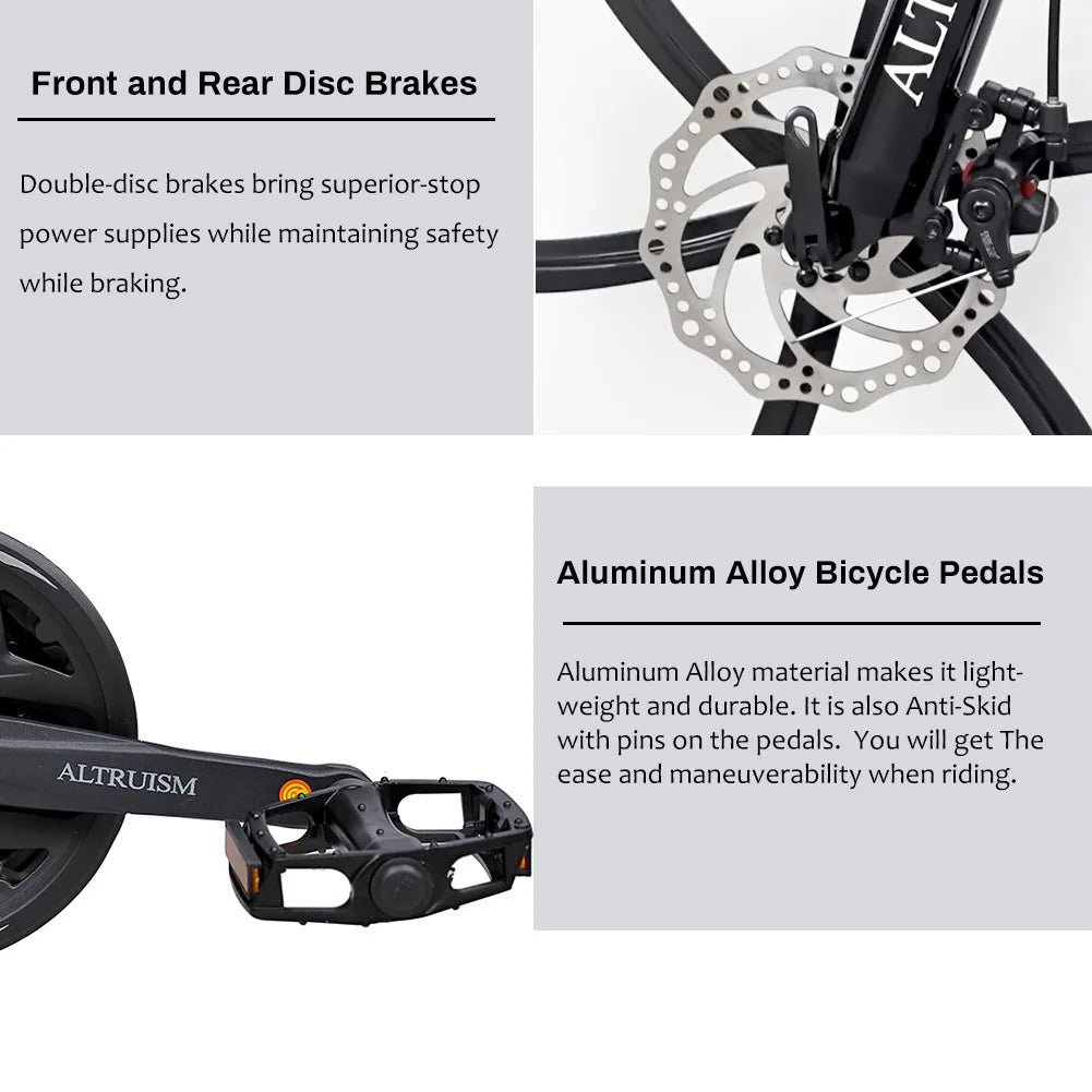26 Inch Mountain Bike for Men & Women, 21 Speed Dual Suspension Adult Bicycle with Adjustable Disc Brake High Carbon Steel Frame