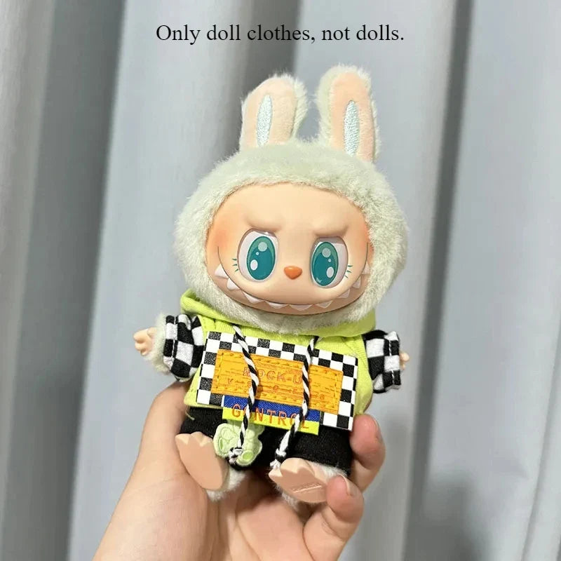 Labubu Doll Clothes Fashion Overalls Labubu doll V1 V2 Dolls Clothing Accessories 15/17cm Plush Doll Universal