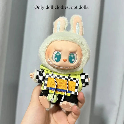 Labubu Doll Clothes Fashion Overalls Labubu doll V1 V2 Dolls Clothing Accessories 15/17cm Plush Doll Universal
