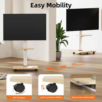TV Mobile Stand Vertical TV Floor Brackets Trolley Stand Mobile TV Cart Floor Trolley For 26"-75" Television up to 99 lbs