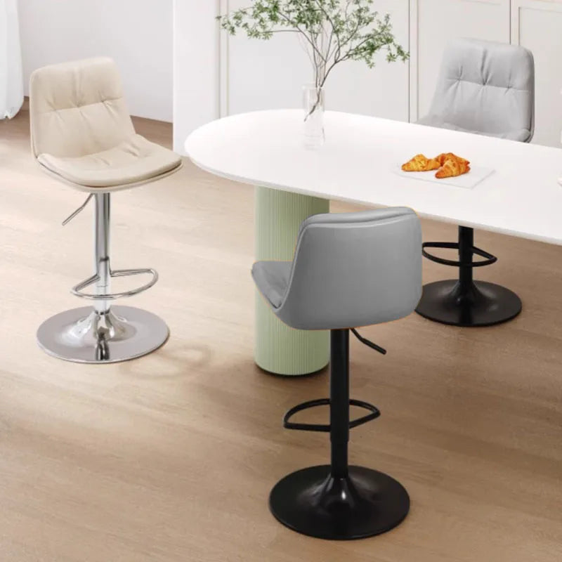 Kitchen Bar Stools, Leather Bar Stools for Kitchen Island, Adjustable Height Breakfast Bar Stools with Back and Footrest, Swivel