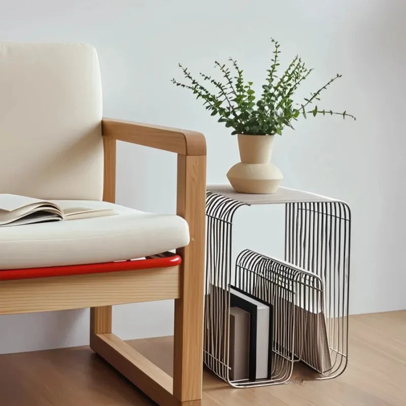 Modern Scandinavian Metal Coffee Table Living Room Furniture Sleek  Side Table Minimalist Storage for Magazines and Books
