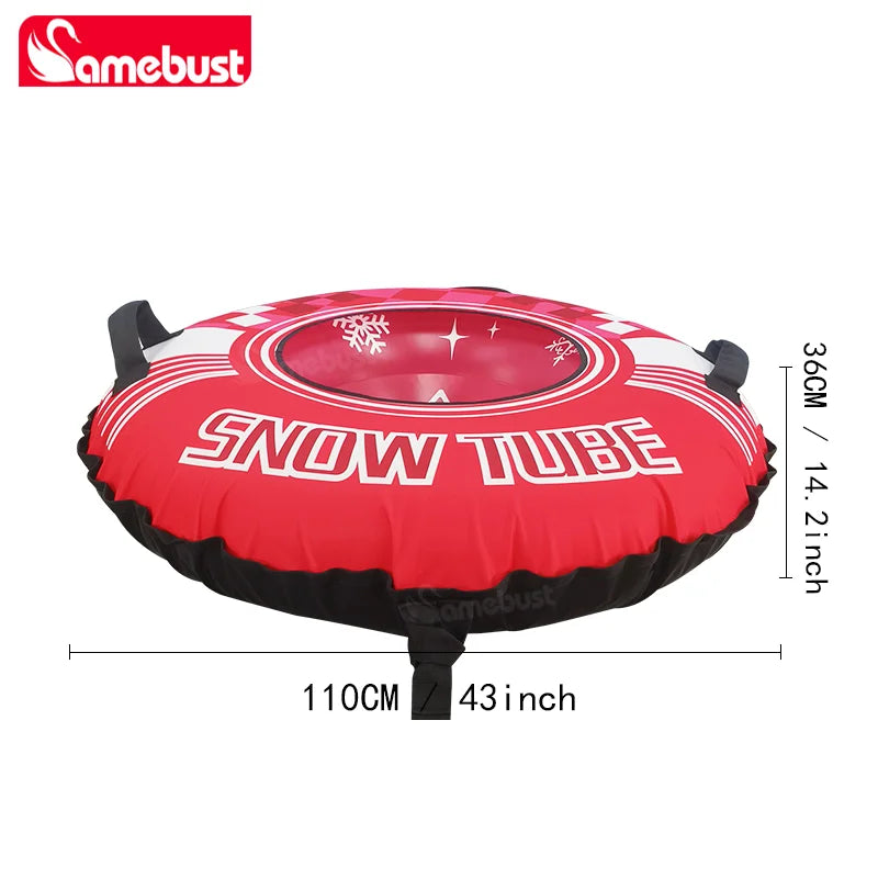 Camebust 47Inch New Inflatable Ski Ring with Oxford Cloth Cover Winter Snow Tube, Rose Red
