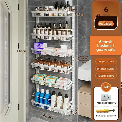 Multi-layer adjustable kitchen cabinet wall condiment seasoning rack No punching wall hanging storage shelf