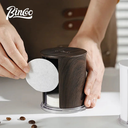 Bincoo Mocha Pot Filter Paper Storage Box Round 60mm Handle Powder Bowl Coffee Filter Paper 58mm ABS Washable Barista Tool