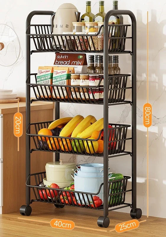 Slim Multi Tier Rolling Kitchen Trolley Organizer Cart Wheels Foldable Mobile Storage Rack Pantry Balcony Bedroom Living Room
