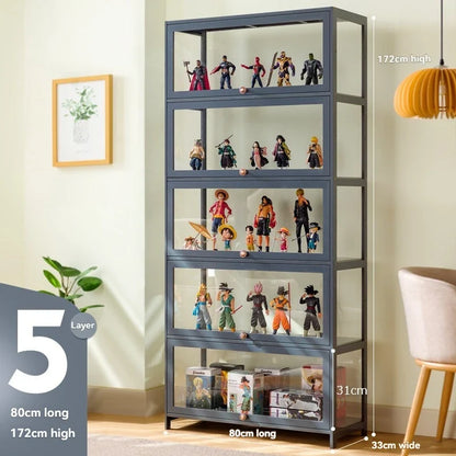 Handmade display cabinet, imitation glass transparent dustproof display cabinet, Lego toy acrylic storage box, bookshelf shelf