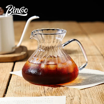 Bincoo 500ml / 600ml Glass Hand Drip Coffee Pot Carafe Share Pot Pour Over Coffee Server Drip Coffee Pot