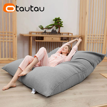 OTAUTAU Cotton Linen Pillow Sac Cover Double Sofa Bed Case Square Beanbag Chaise Lounge Recliner Floor Seat Couch DD008