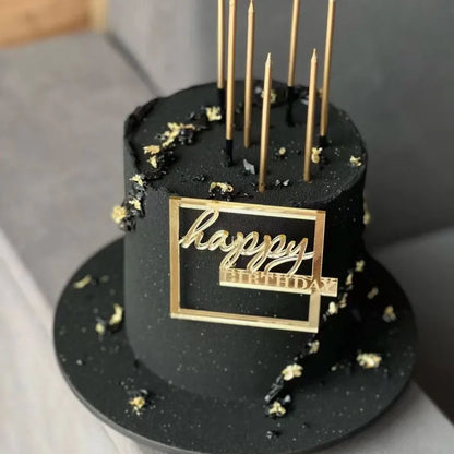 New Happy Birthday Cake Toppers Gold Acrylic Birthday girl Kids Birthday Party Cake Topper Dessert Decoration Baby Shower Gift