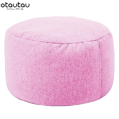 OTAUTAU Linen Bean Bag Chair with Filling Beanbag Pouf Ottoman Footstool Tatami Round Stool Futon Puff Relax Lounge Furniture