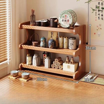 Simple Tiers Desktop Storage Rack Compact Space-saving Wood Tabletop Stand Multi-functional Sturdy Desk Bookshelf Seasoning