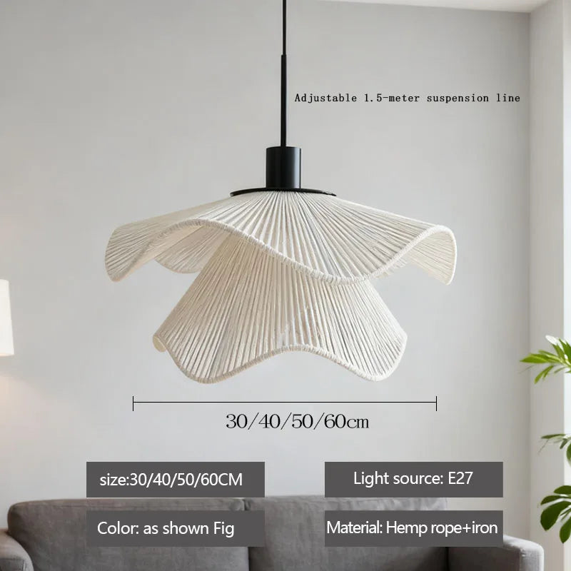 Rattan Flower pendant Lamp LED Chandelier Home Decoration Living Room Dining Indoor Bedroom Bedside Height Adjustable