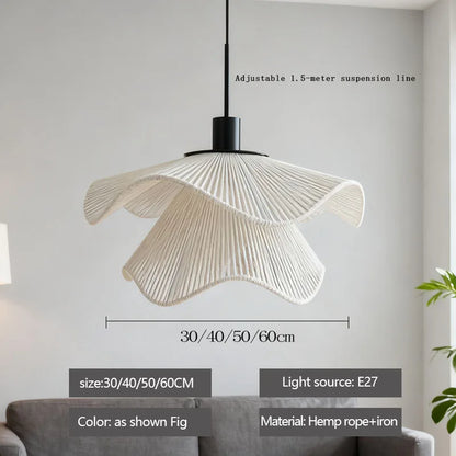 Rattan Flower pendant Lamp LED Chandelier Home Decoration Living Room Dining Indoor Bedroom Bedside Height Adjustable