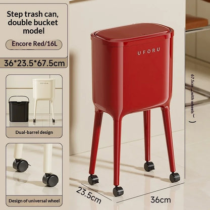 Waste Bins Step Trash Can Covered Lid Large Capacity Kitchen Bathroom Living Room Soft Close Garbage Bin Trash Can Household