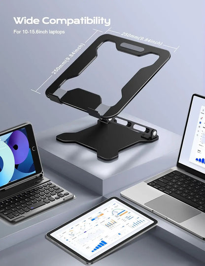 Adjustable Foldable Metal Laptop Stand with Cooling Ventilation for 10-15.6 Inch Notebooks