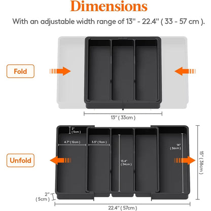 Expandable Utensil Organizer for Kitchen Drawers Large Silverware Drawer Organizer Divider Adjustable Cooking Utensil Tray