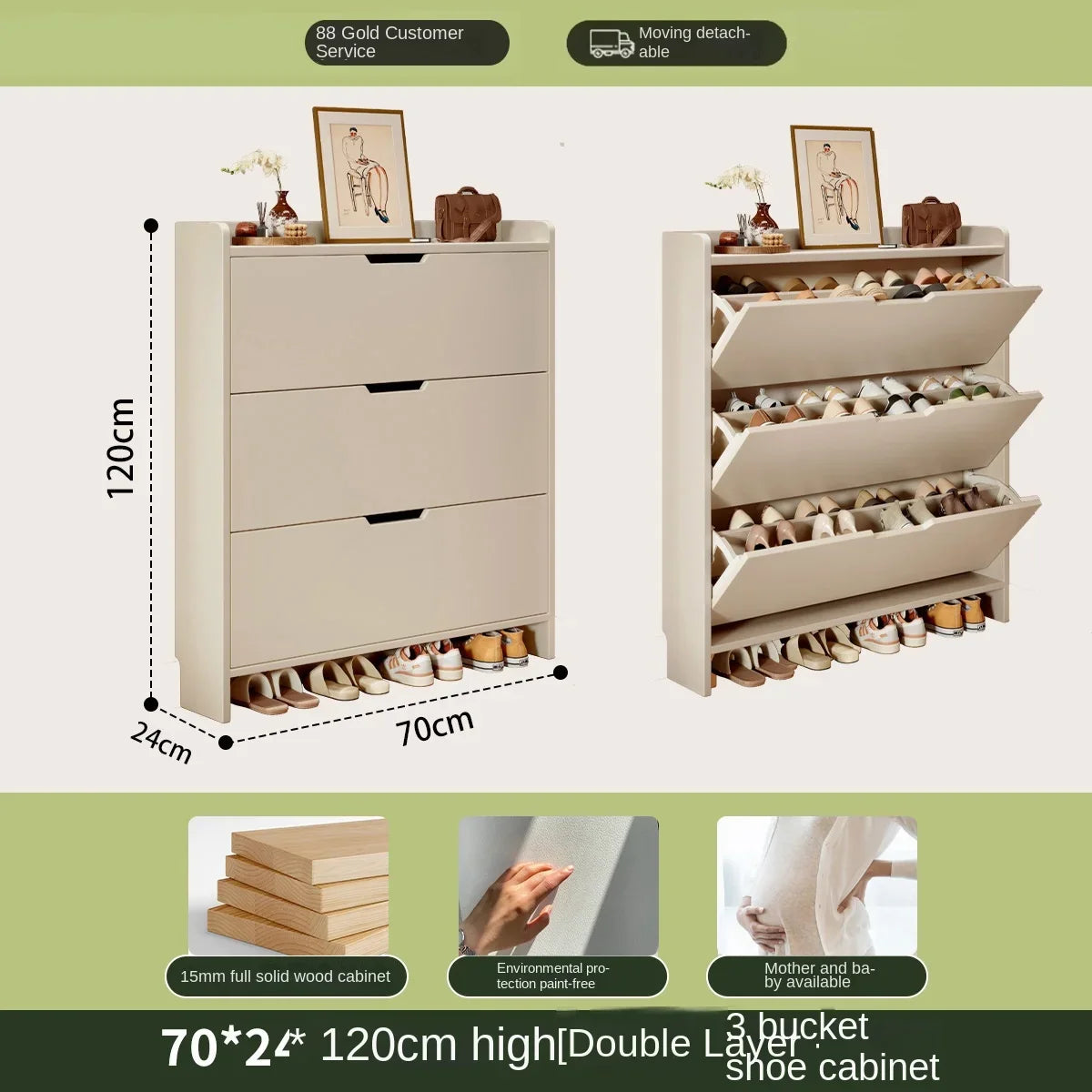 Solid wood ultra-thin flip shoe cabinet, home use, entrance door, foyer storage cabinet, new style wall-mounted shoe rack