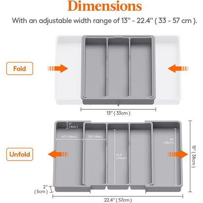 Expandable Utensil Organizer for Kitchen Drawers Large Silverware Drawer Organizer Divider Adjustable Cooking Utensil Tray