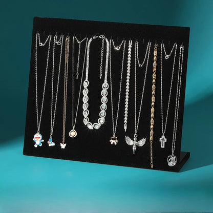 L-shaped Necklace Display Rack, Black Plush Necklace Display Stand for Bangle Chain Necklace Display & Storage
