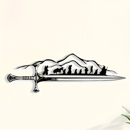 "The Fellowship of the Ring" Metal Wall Art - Retro Iron Silhouette Mural, Frodo and Sam, Fantasy Home Decoration for LOTR Fans
