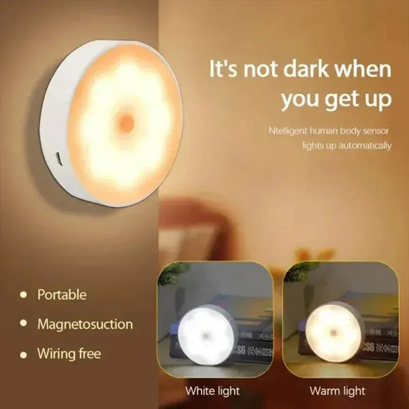 3pcs Motion Sensor LED Night Light USB Rechargeable Night Lamp For Kitchen Cabinet Wardrobe Lamp Staircase Wireless Closet Light