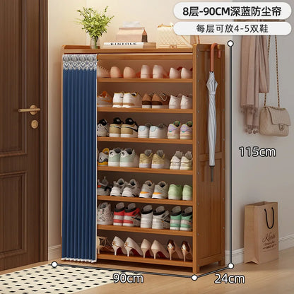 Bamboo shoe cabinet entrance door household large capacity dustproof multi-layer shoe rack rental room shoe storage rack
