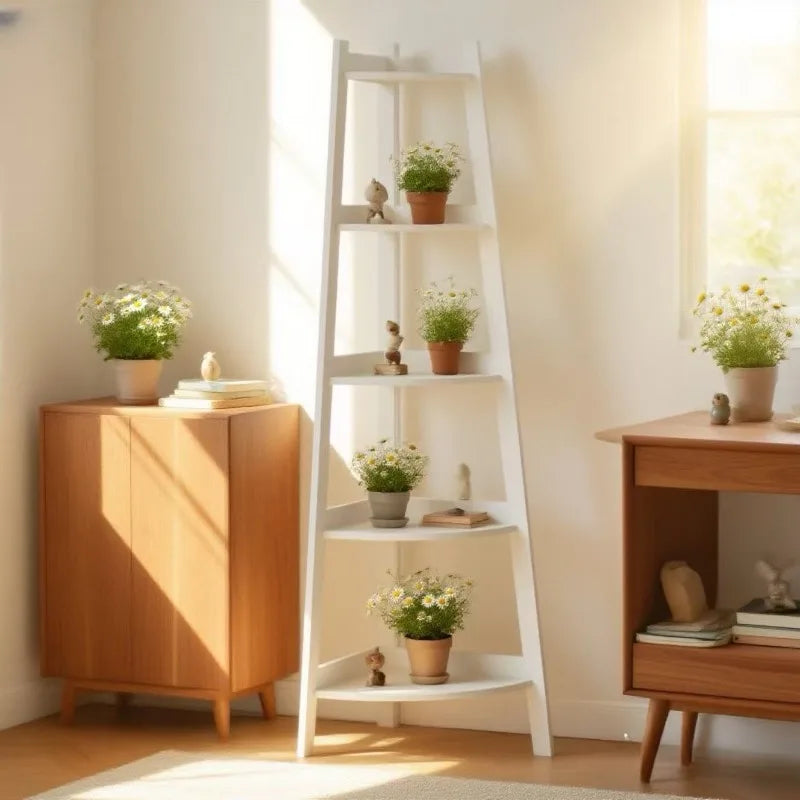 Tiered Ladder Plant Stand Plant Shelf Corner Balcony Indoor Outdoor Space Saving Modern Nordic Wooden Metal Flower Pot Furniture