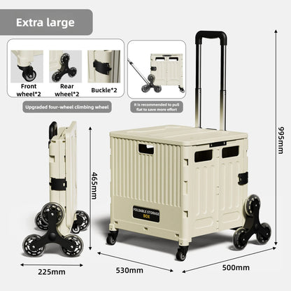 Household multi-functional shopping trolley, portable folding shopping trolley, trailer, camping, large-capacity storage box