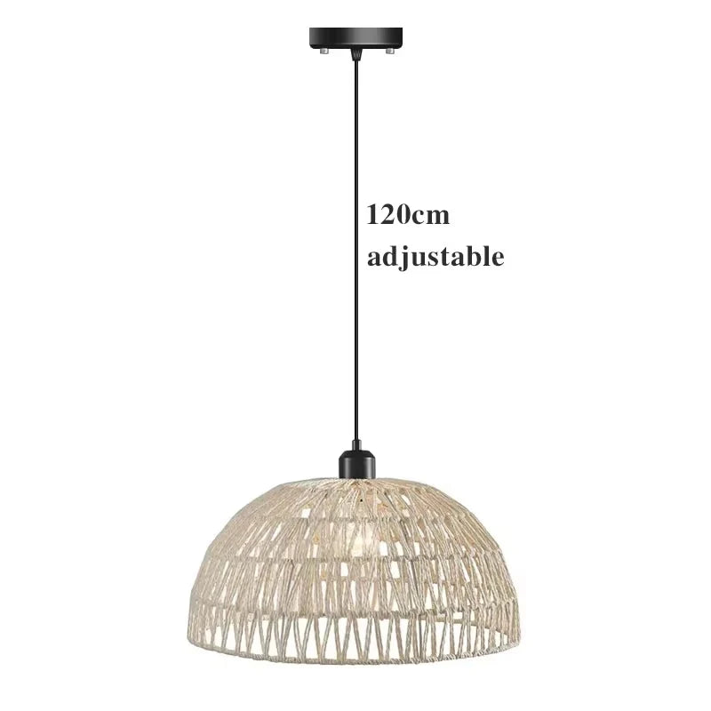 Rattan Chandelier Lampshade Natural Weaved Wicker Pendant Light for Home Restaurant Decor Rattan Hand-Woven Bamboo Lampshade