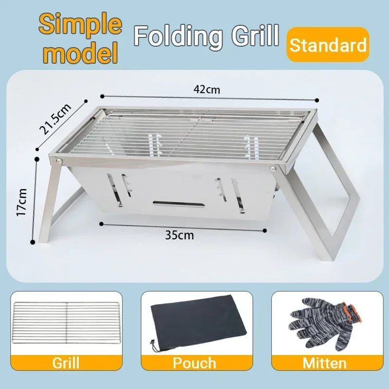 Stainless Steel Barbecue Stove Outdoor Charcoal Folding Barbecue Rack Household Small  Folding Carbon Barbecue Skewer Stove  bbq