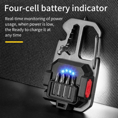 COB Keychain Work Light with Battery Display 8 Mode Rechargeable High Lumens Portable LED Light for Camping Hiking Running