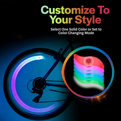2 Pcs LED Bike Wheel Lights, 2-Pack - Color Changing & Color Select Modes - Light Up Your Spokes - Morph Through Rainbow Colors