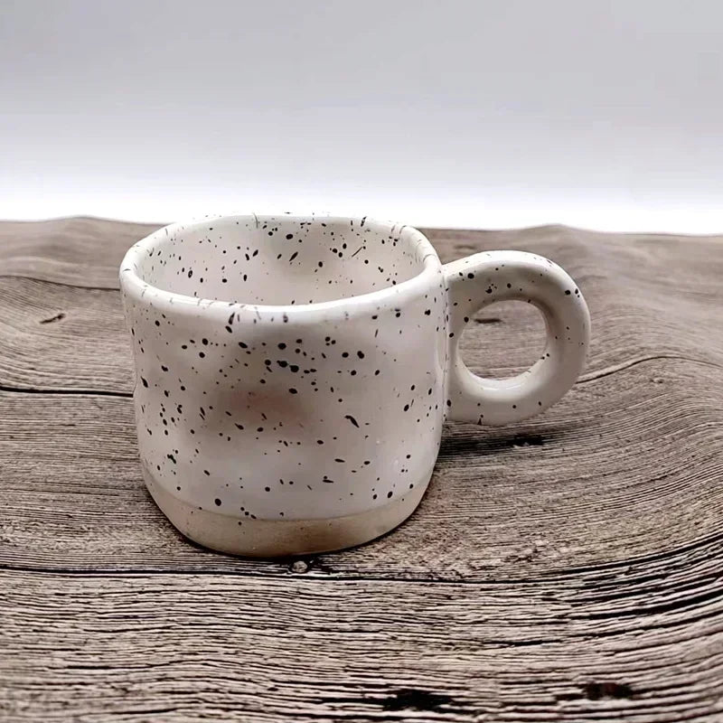250ML Ceramic Mugs Creative Ring Handle Korean Style Irregular Splash Ink Coffee Cup Office Home Breakfast Tea Cup Handgrip Mug