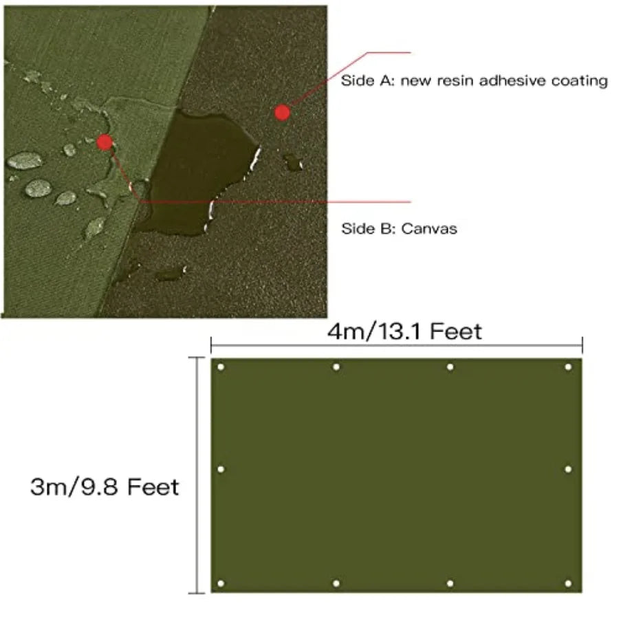 Tarp CanvasHeavy Duty Waterproof for Outdoors Truck Water Resistant UV Resistant Tarpaulin Cover for Car Boat Camping Firewood