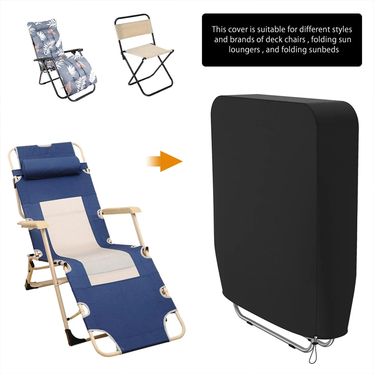 1/2 Pcs Folding Reclining Chair Cover Waterproof Dustproof Anti-UV Sun Lounger Cover 93x82 cm Furniture Covers for Outdoor Patio