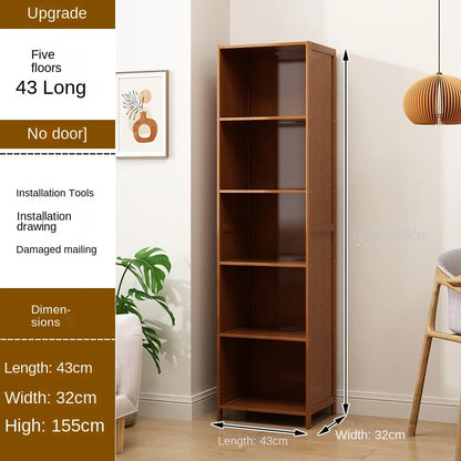 Bookcase with door, multi-layer storage rack, seam storage cabinet, living room display cabinet, bookshelf