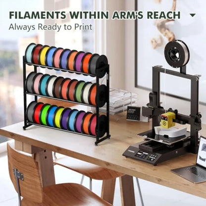 3-Tier 3D Filament Storage Rack - Heavy Duty 3d Printer Filament Rack for 30 Rolls Metal Spool Shelf for PLA ABS TPU Filament S