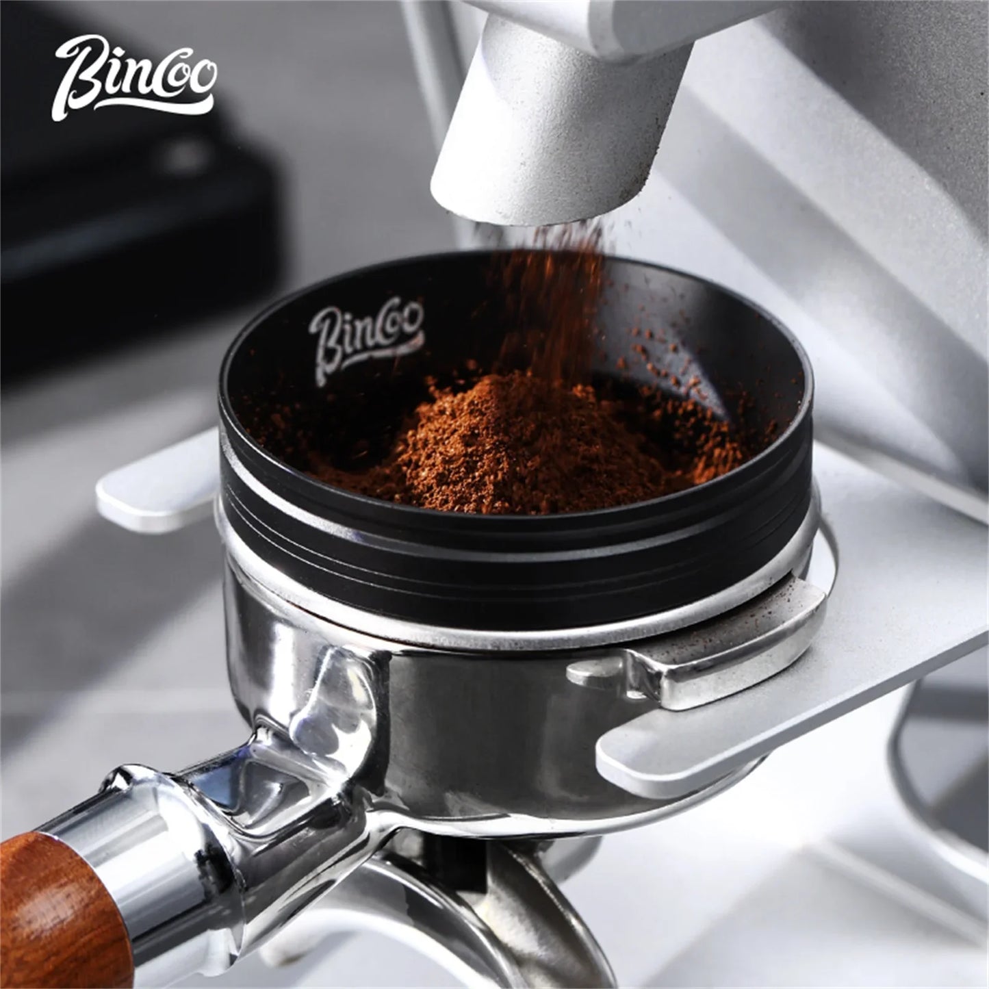 BINCOO 51mm 58mm Portafilter Dosing Ring, Magnetic Anti-Static Design for Strong Hold and Zero Coffee Spill During Prep