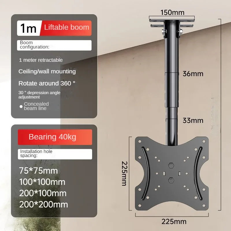 BEISHI TV Ceiling Mount Adjustable Bracket Fits Most LED, LCD Plasma Flat Screen Display 26 to 65 Inch, up to 110 Lbs 30° Tilt