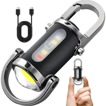 Mini LED Flashlight Outdoor Portable Magnetic Torch Lamp for Camping Fishing Walking Work Light with Red Warning Light