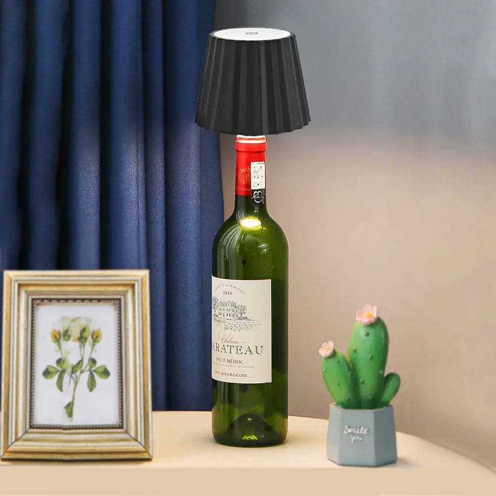 Wine Bottle LED Wireless Table Lamp 2000mAh 7 Colors Dimmable RGB USB Rechargeable Dining Table Lights Beverage Lamp Top touch