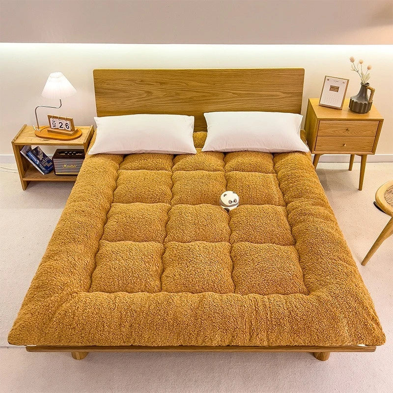 Winter padded lambswool mattress plus velvet dormitory home soft pad single and double warm pad quilt.